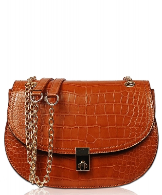 Crossbody Bag With Metal Chain XB1805 BROWN